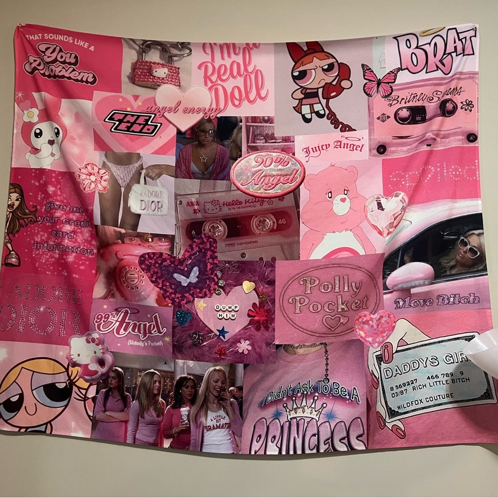pink girly, bratz, powerpuff girl, barbie, mean girls, tapestry